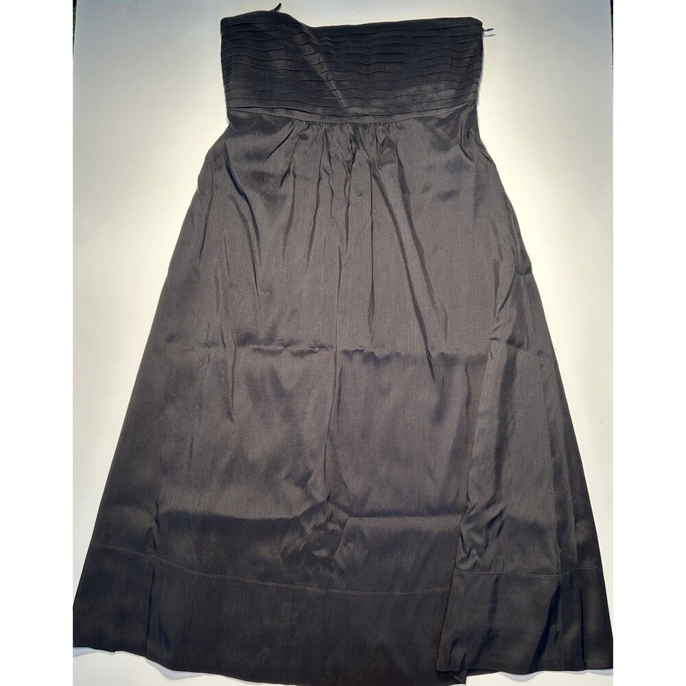 Y2K BANANA REPUBLIC Women’s Strapless Pleated Black Dress 100% Silk Size 0